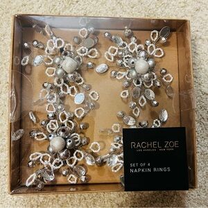 Rachel Zoe Silver and White Decorative Napkin Rings